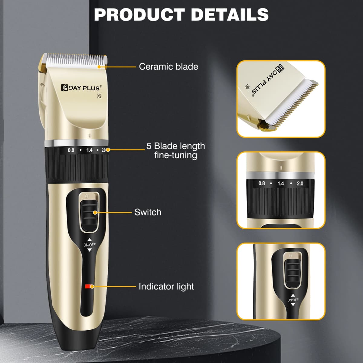 Professional Cordless Pet Hair Clipper - Dog & Cat Grooming Kit with Rechargeable Trimmer, 2-Speed Adjustable - Safe Clipping