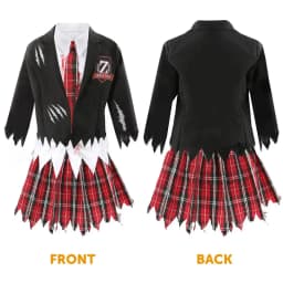 Child Zombie Schoolgirl Costume – Halloween Fancy Dress Outfit with Blazer, Shirt, Tie & Skirt for Girls