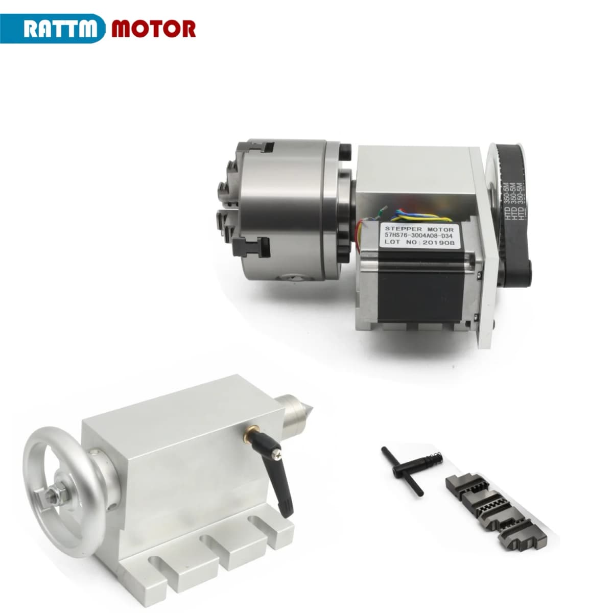 [EU/BR Stock] K11-100mm/K12-100mm 3/4 jaw Chuck 4th Rotary Axis+65mm Tailstock CNC Dividing Head F/ CNC Router Engraving Machine
