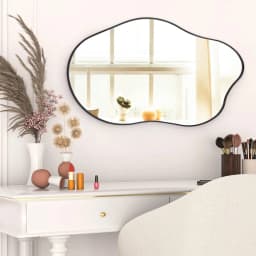 【Lifeideas】Irregular Wall Mirror Asymmetrical Wall Mirror Black Frame Wall Mirror for Living Room Bathroom Entrance Bed