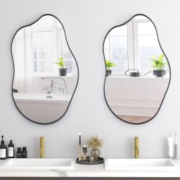 【Lifeideas】Irregular Wall Mirror Asymmetrical Wall Mirror Black Frame Wall Mirror for Living Room Bathroom Entrance Bed