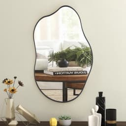【Lifeideas】Irregular Wall Mirror Asymmetrical Wall Mirror Black Frame Wall Mirror for Living Room Bathroom Entrance Bed