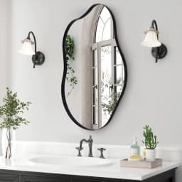 【Lifeideas】Irregular Wall Mirror Asymmetrical Wall Mirror Black Frame Wall Mirror for Living Room Bathroom Entrance Bed