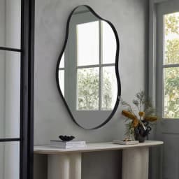 【Lifeideas】Irregular Wall Mirror Asymmetrical Wall Mirror Black Frame Wall Mirror for Living Room Bathroom Entrance Bed