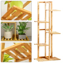 Wooden multi-layer flower pot rack, potted plant display rack, multi-functional storage rack