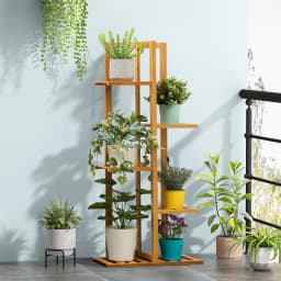 Wooden multi-layer flower pot rack, potted plant display rack, multi-functional storage rack