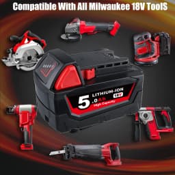 VANON 4Pack 18V 5Ah Rechargeable battery Replace for Milwauke e Electric drill,chainsaw,M18 series M18B M18B2 M18B4 M18B5