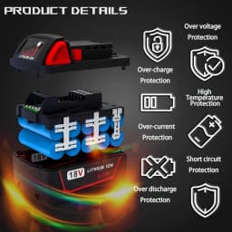 VANON 4Pack 18V 5Ah Rechargeable battery Replace for Milwauke e Electric drill,chainsaw,M18 series M18B M18B2 M18B4 M18B5