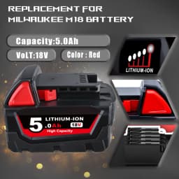 VANON 4Pack 18V 5Ah Rechargeable battery Replace for Milwauke e Electric drill,chainsaw,M18 series M18B M18B2 M18B4 M18B5