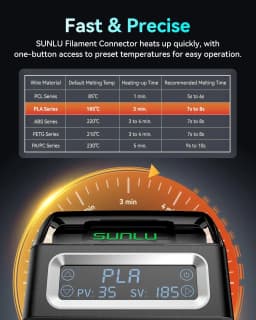 SUNLU FC01 Filament Connector Fast Heating 3D Print Filament 1.75mm For PLA PETG PCL ABS PA PC Recycled Filament Tails Multiple