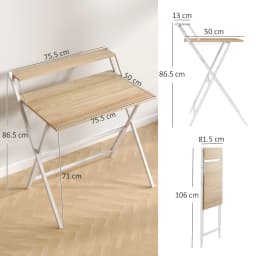HOMCOM 81.5 cm Folding Computer Desk for Small Spaces Bedroom Natural