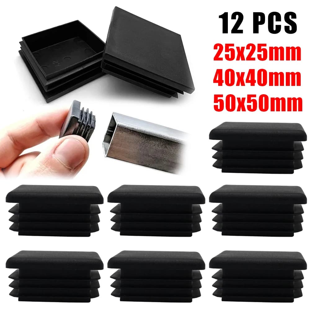 12pcs x Plastic End Square Cap Tube Pipe Insert Box Cover Plug Blanking Trailer