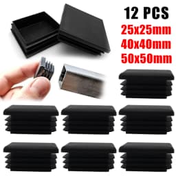 12pcs x Plastic End Square Cap Tube Pipe Insert Box Cover Plug Blanking Trailer