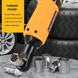 380Nm Electric Cordless Right Ratchet 3/8'' 90 Angle Wrench Power 2x Battery Kit