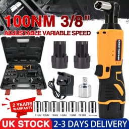 380Nm Electric Cordless Right Ratchet 3/8'' 90 Angle Wrench Power 2x Battery Kit