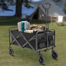 Foldable Wagon Cart High Load-bearing Capacity Adjustable Handle Large Capacity for Outdoor Activities, Beaches, Gardens