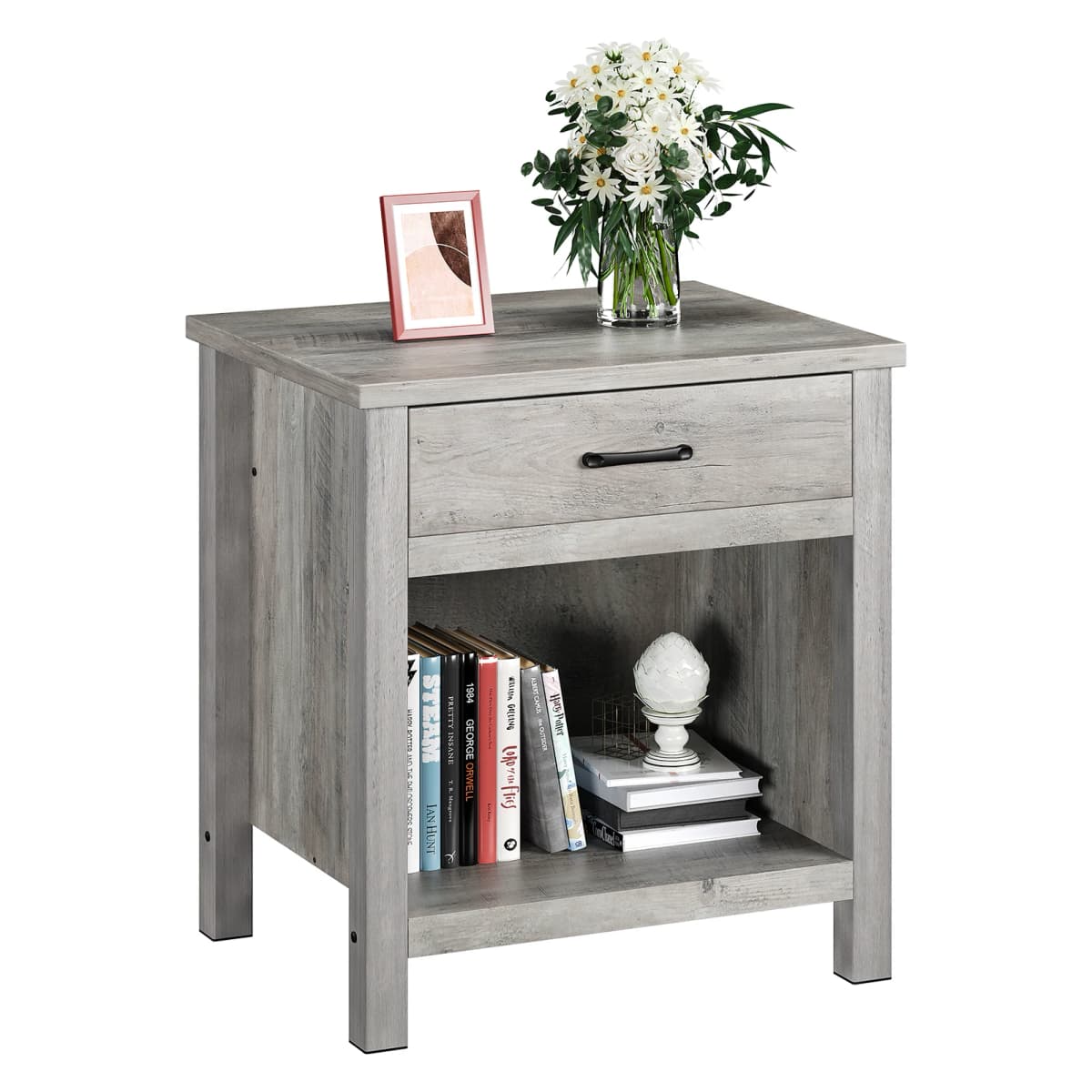 Modern Versatile Nightstand Wooden Beside End Table with Storage Drawer for Bedroom Nursery Living Room Office