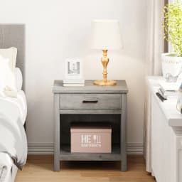Modern Versatile Nightstand Wooden Beside End Table with Storage Drawer for Bedroom Nursery Living Room Office