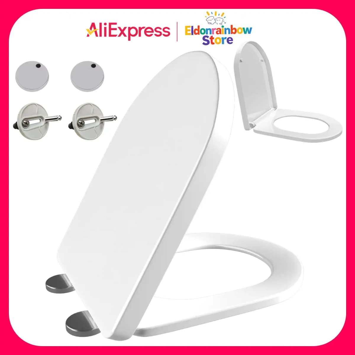 D-Shaped Toilet Seat Slow Close Quiet Lid Practical Handy Thickened Durable for Both Adults Children Safety Bathroom Accessories