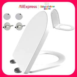 D-Shaped Toilet Seat Slow Close Quiet Lid Practical Handy Thickened Durable for Both Adults Children Safety Bathroom Accessories