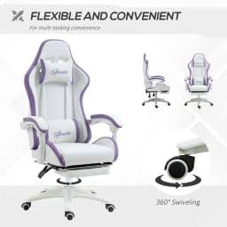 Vinsetto Racing Style Gaming Chair with Reclining Function Footrest,White