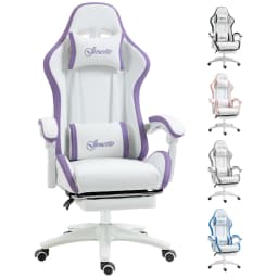 Vinsetto Racing Style Gaming Chair with Reclining Function Footrest,White