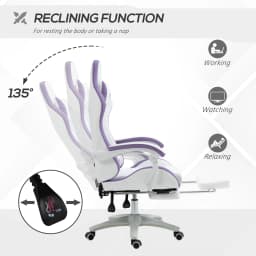 Vinsetto Racing Style Gaming Chair with Reclining Function Footrest,White