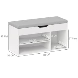 HOMCOM Sit-On Shoe Storage Unit w/ Hidden Compartment Handles Cream