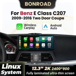 12.3" 2K Wireless CarPlay Andorid Auto For Merdedes Benz E Class W207 A207 C207 2009-2016 Car Radio Multimedia GPS Navigation