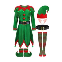 Polyester Santa Claus Costume Deluxe Christmas Outfit For Girls Wide Application Complete Set green XL