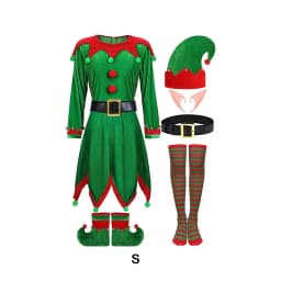 Polyester Santa Claus Costume Deluxe Christmas Outfit For Girls Wide Application Complete Set green XL