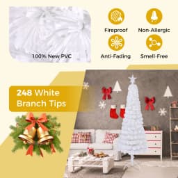 DORTALA 6 FT Artificial Xmas Tree Pencil Christmas Tree w/ 248 Branch Tips