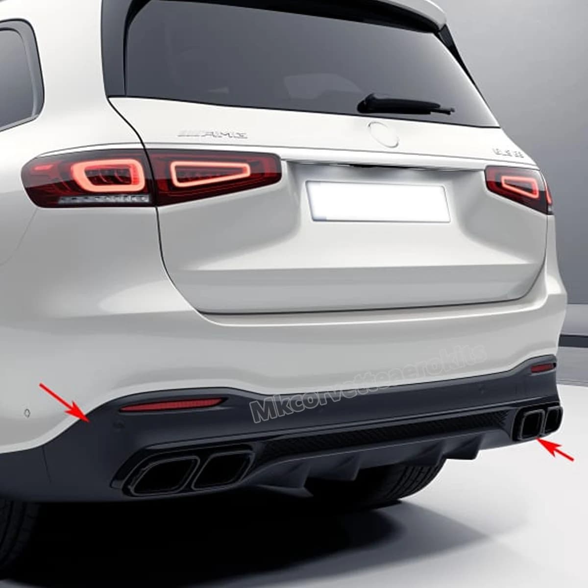 For Mercedes Benz GLS Class X167 with AMG Package GLS63 Style GLS450 GLS580 2019+ Rear Diffuser Lip Bumper Lip +Tailpipe Tips