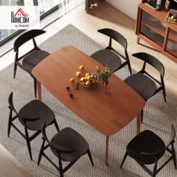 HOMCOM 150 cm Rectangular Dining Table with Solid Wood Frame, Light Brown
