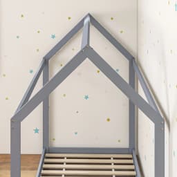 HOMCOM Wooden Single Bed Frame with Tree House Style, Grey