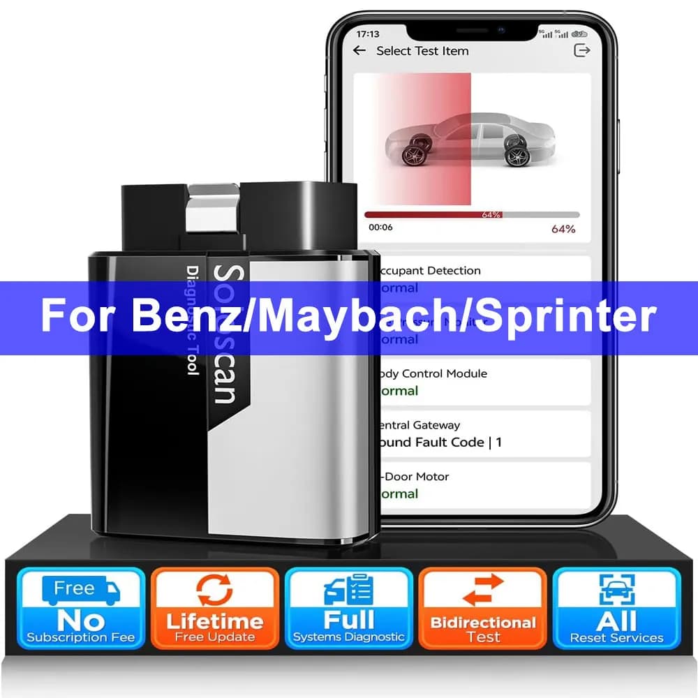 KINGBOLEN Soloscan OBD2 Car Diagnostic Case Scanner for Benz/Maybach/Sprinter,Code Reader with 50+reset Free Lifetime Update
