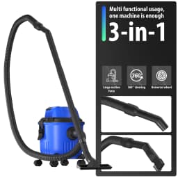 DayPlus 5000W Home/Industrial Vacuum Cleaner, Wet and Dry 3 IN 1 Bagless with HEPA Filter, 16Kpa, 4 Wheels, 15 Litre Capacity