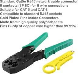 Multi-Functional RJ45 Cat5e Cat6 Network LAN Ethernet Cable Crimping Crimper Stripping & Cutting Tool Electrician Plier Plugs