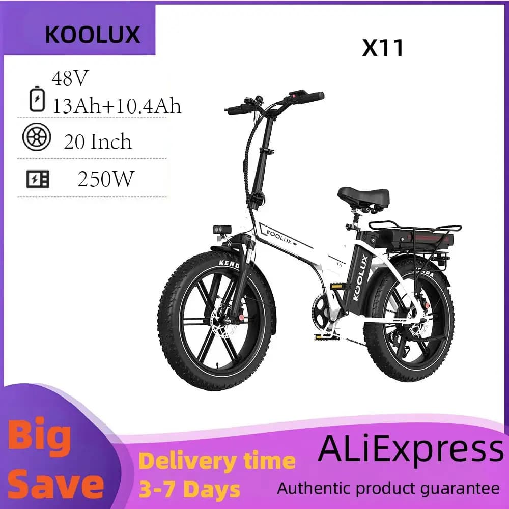 KOOLUX X11 Adult Electric Bicycle 500W Motor ebike 48V 23.4Ah Battery City E-bike 20" Folding Fat Tire men's Electric Bike