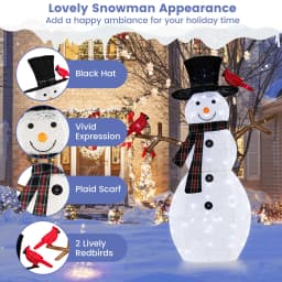 GOFLAME 4. 2 FT Lighted Snowman & Redbirds Christmas Decoration LED Lights
