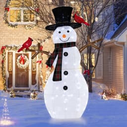 GOFLAME 4. 2 FT Lighted Snowman & Redbirds Christmas Decoration LED Lights