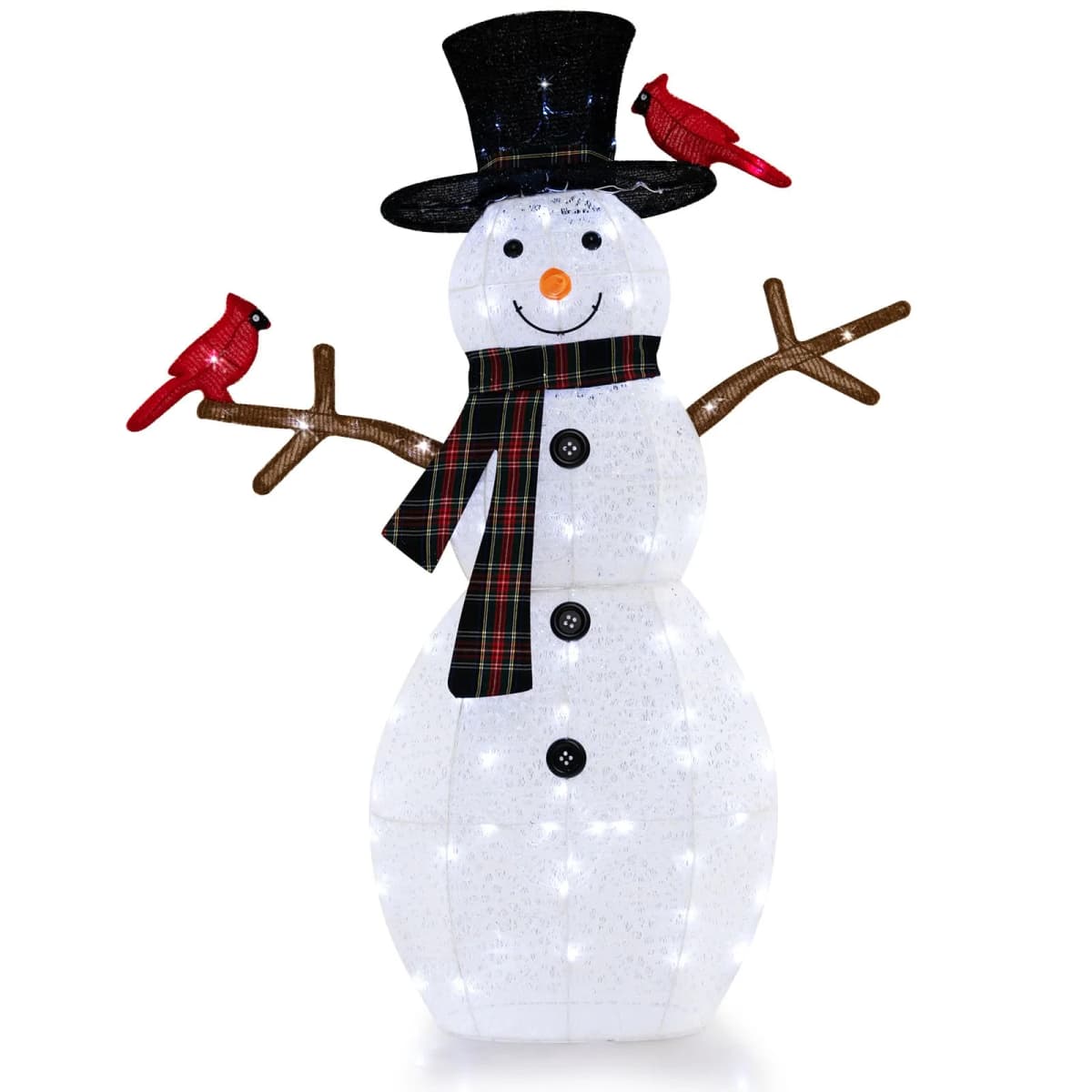 GOFLAME 4. 2 FT Lighted Snowman & Redbirds Christmas Decoration LED Lights