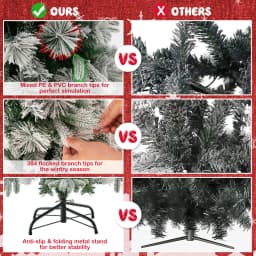 DORTALA 136 CM Artificial Xmas Tree Flocked Christmas Tree with Pine Needles