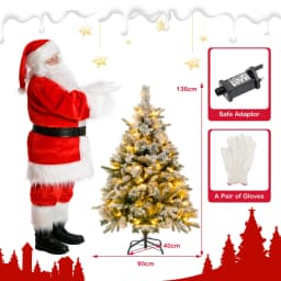 DORTALA 136 CM Artificial Xmas Tree Flocked Christmas Tree with Pine Needles