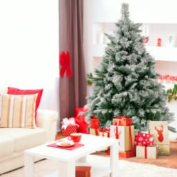 DORTALA 136 CM Artificial Xmas Tree Flocked Christmas Tree with Pine Needles