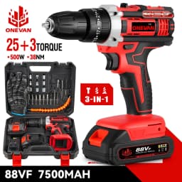 ONEVAN 2 Gear Electric Impact Drill Cordless Multifunctional 25+3 Torque Screwdriver Drill Power Tool For Makita 18V Battery Pin