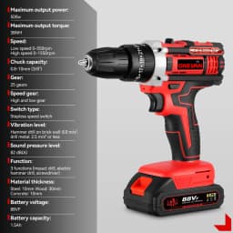 ONEVAN 2 Gear Electric Impact Drill Cordless Multifunctional 25+3 Torque Screwdriver Drill Power Tool For Makita 18V Battery Pin