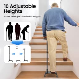 Safe Pedal Stairs Cane, Non-slip Crutches, Walking Stick Stair Lift Aid 4-legged for Elderly Seniors Adjustable 85-105cm