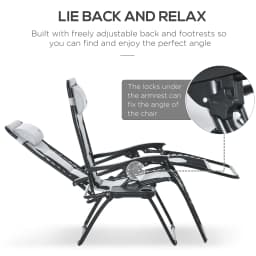 Outsunny Zero Gravity Lounger Folding Recliner Chair w/ Cup Holder Grey