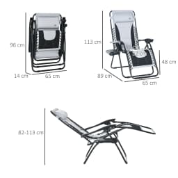 Outsunny Zero Gravity Lounger Folding Recliner Chair w/ Cup Holder Grey